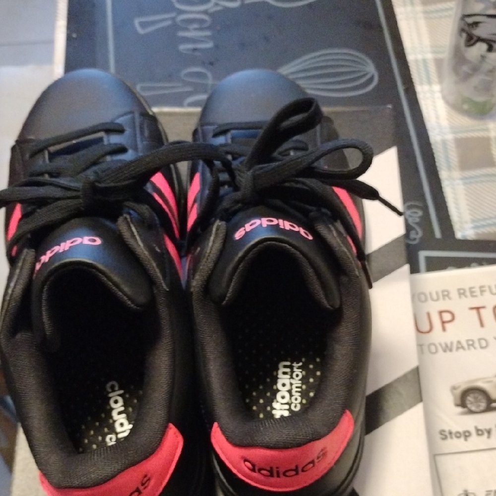Adidas Black Sneakers with Pink Highlights
